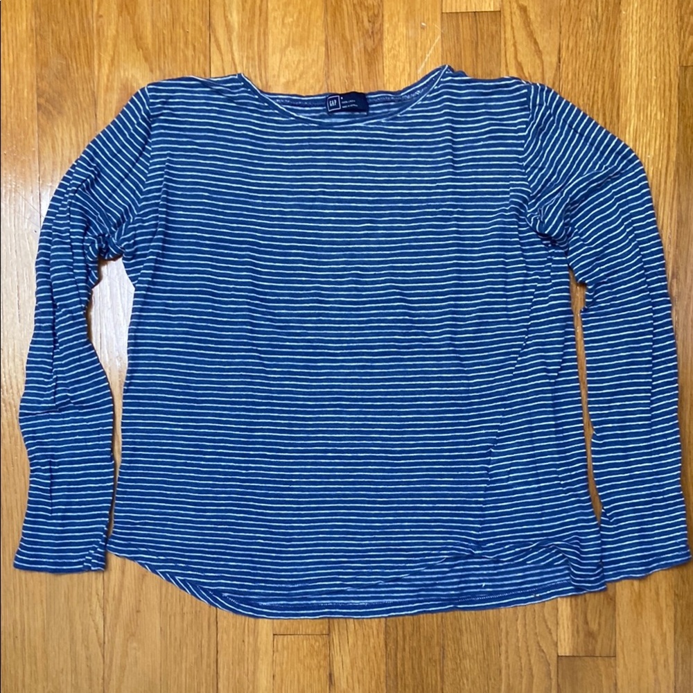 GAP Blue and White Striped Long Sleeve Top